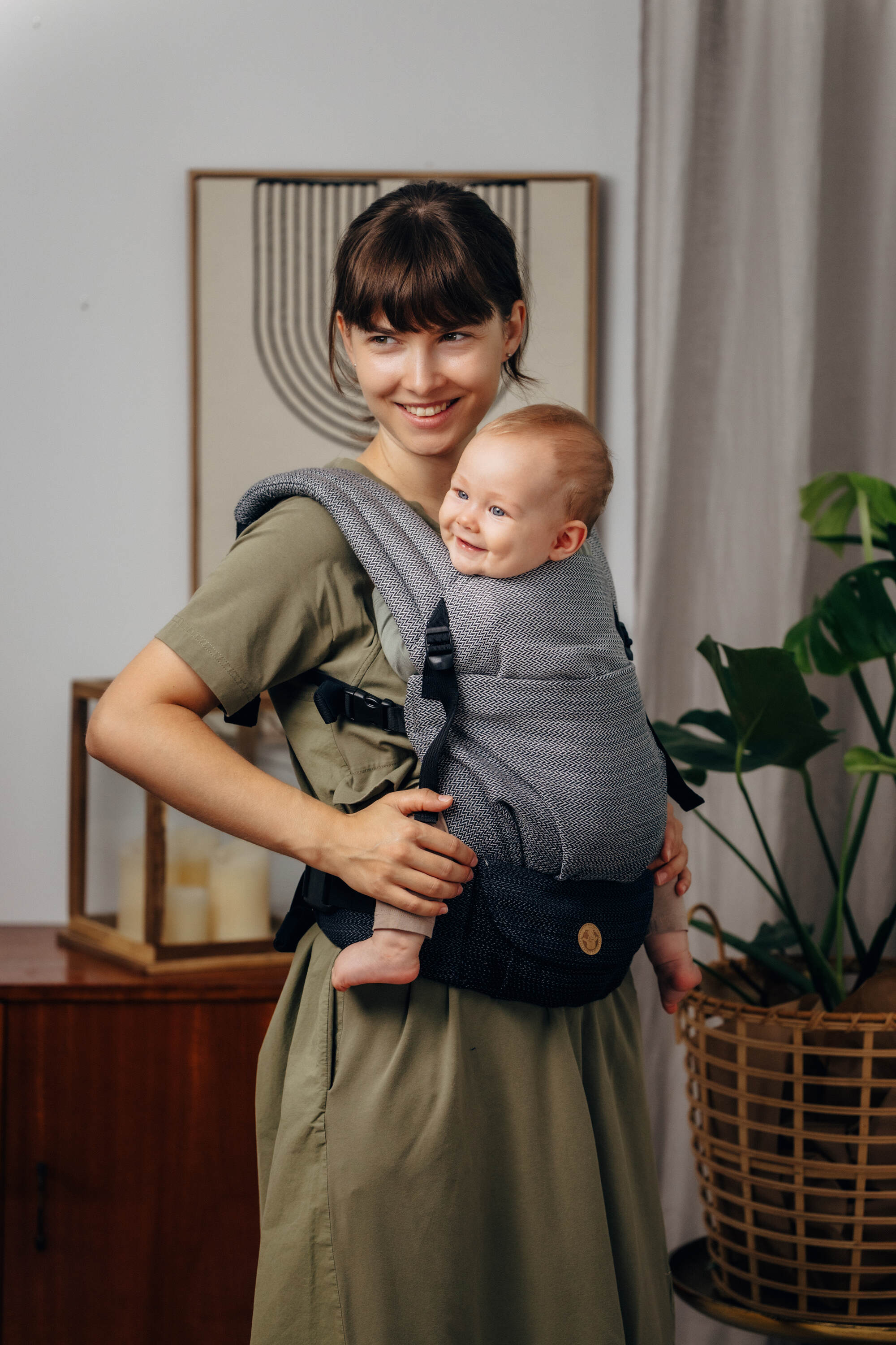 LennyLight csatos hordozó 100% pamut |  LITTLE HERRINGBONE OMBRE GREY