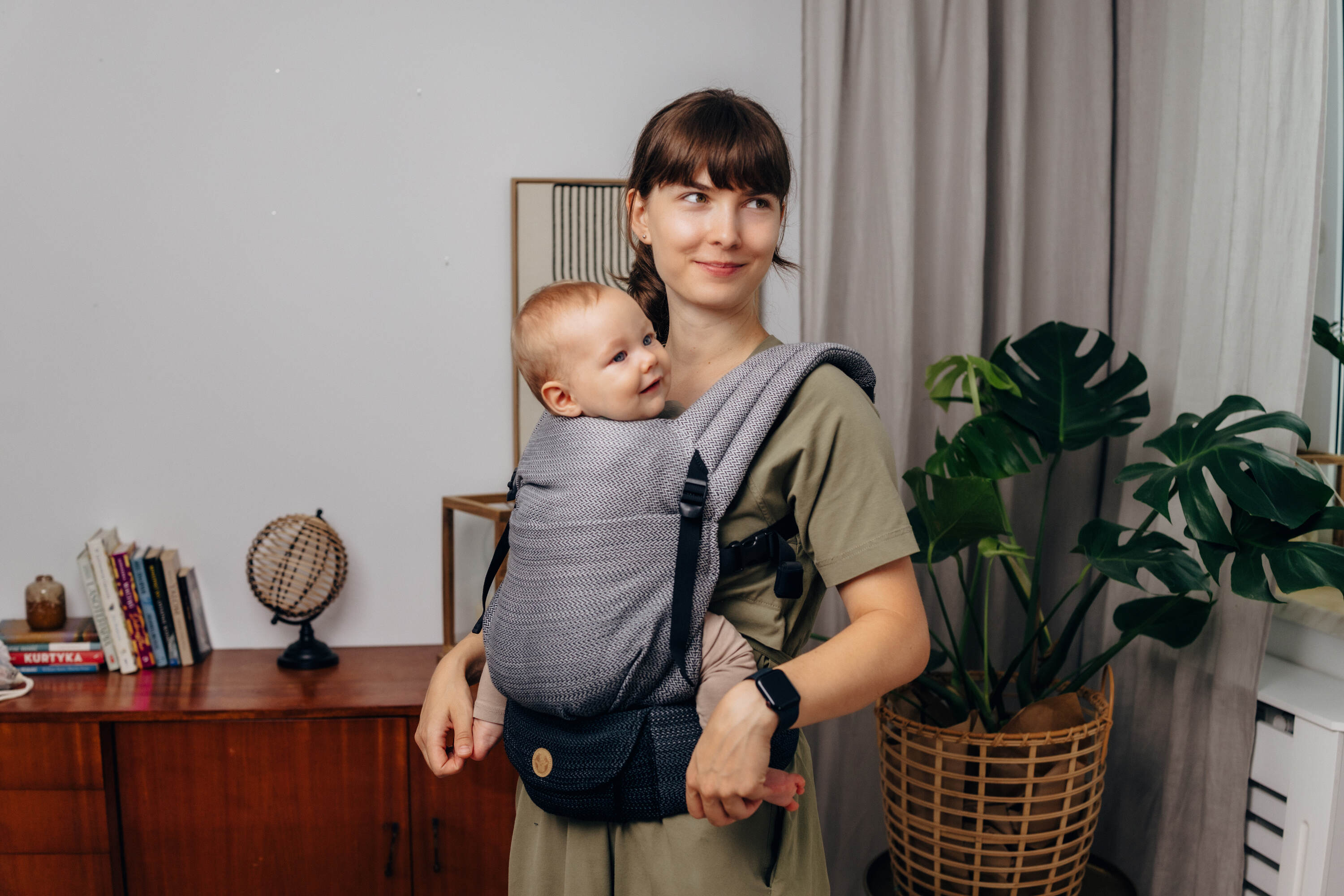 LennyLight csatos hordozó 100% pamut |  LITTLE HERRINGBONE OMBRE GREY