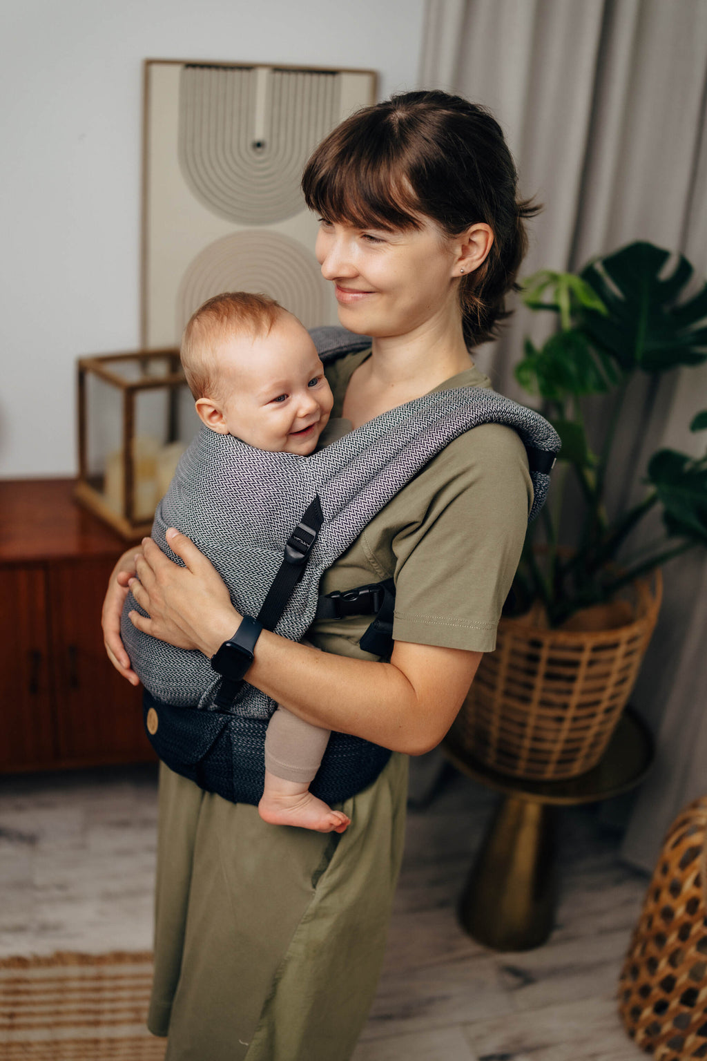 LennyLight csatos hordozó 100% pamut |  LITTLE HERRINGBONE OMBRE GREY