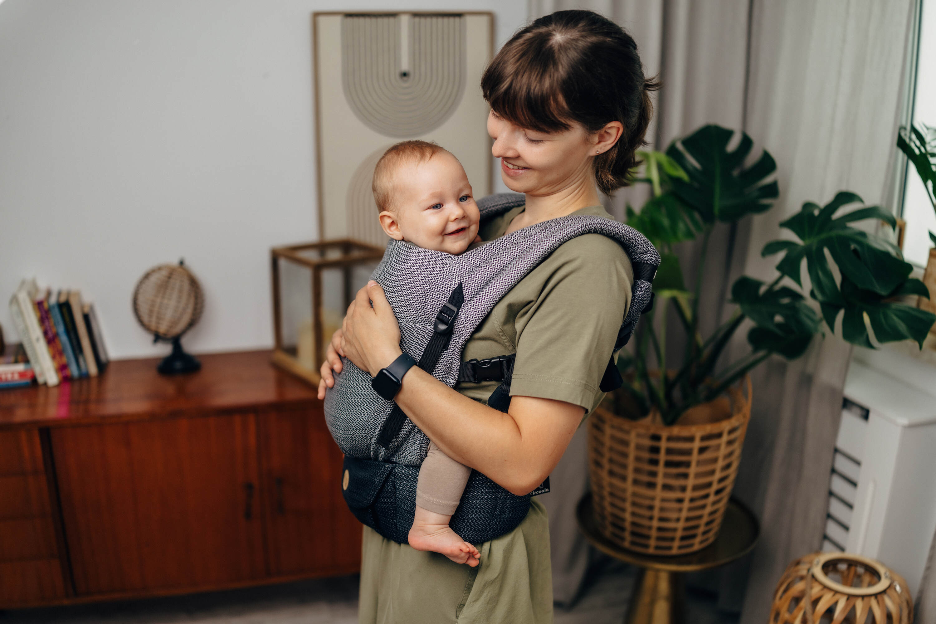 LennyLight csatos hordozó 100% pamut |  LITTLE HERRINGBONE OMBRE GREY
