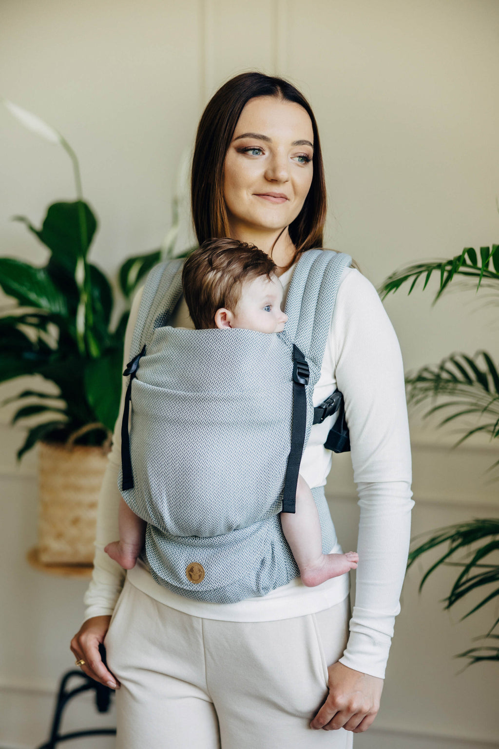 LennyLight csatos hordozó 100% pamut | LITTLE HERRINGBONE GREY