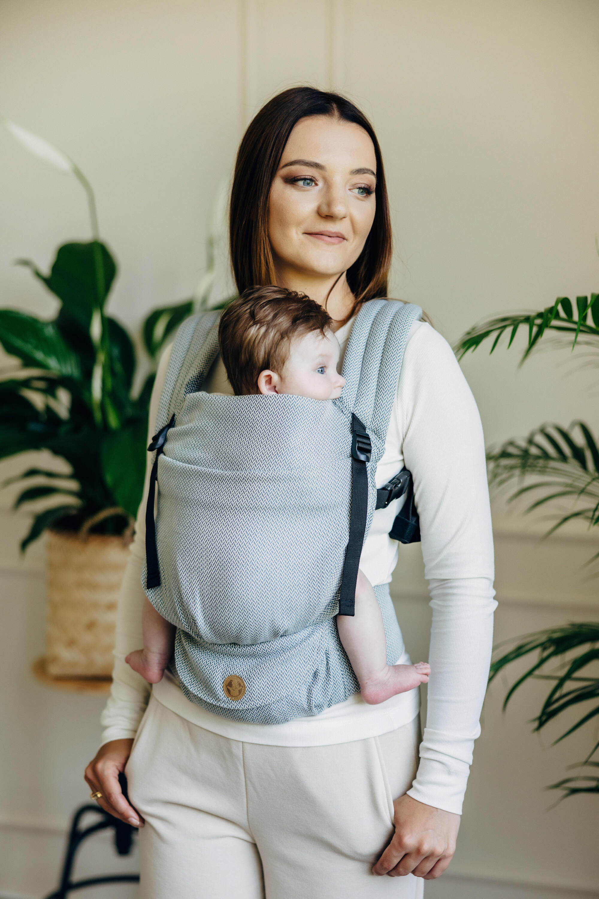 LennyLight csatos hordozó 100% pamut | LITTLE HERRINGBONE GREY