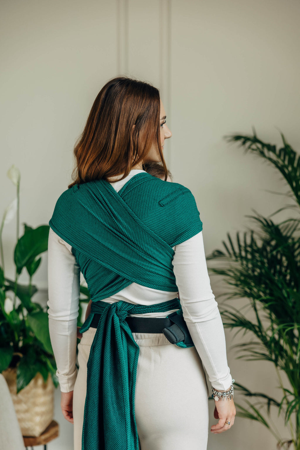 LennyHybrid félcsatos hordozó 100% pamut | LITTLE HERRINGBONE EMERALD