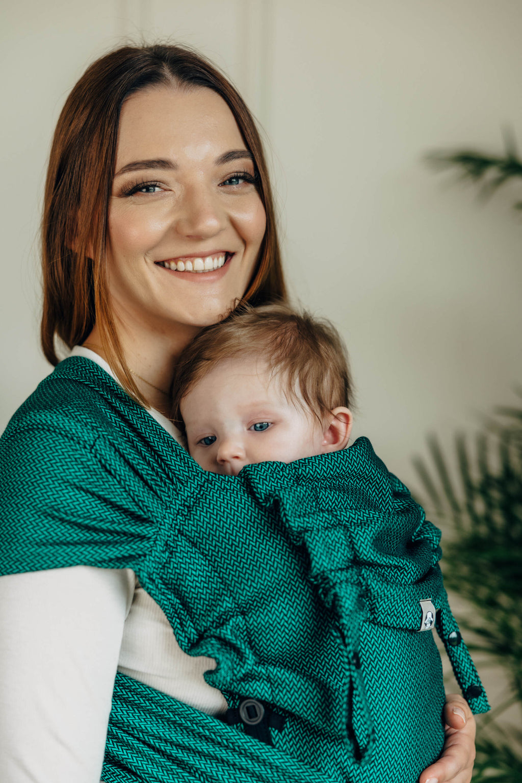 LennyHybrid félcsatos hordozó 100% pamut | LITTLE HERRINGBONE EMERALD