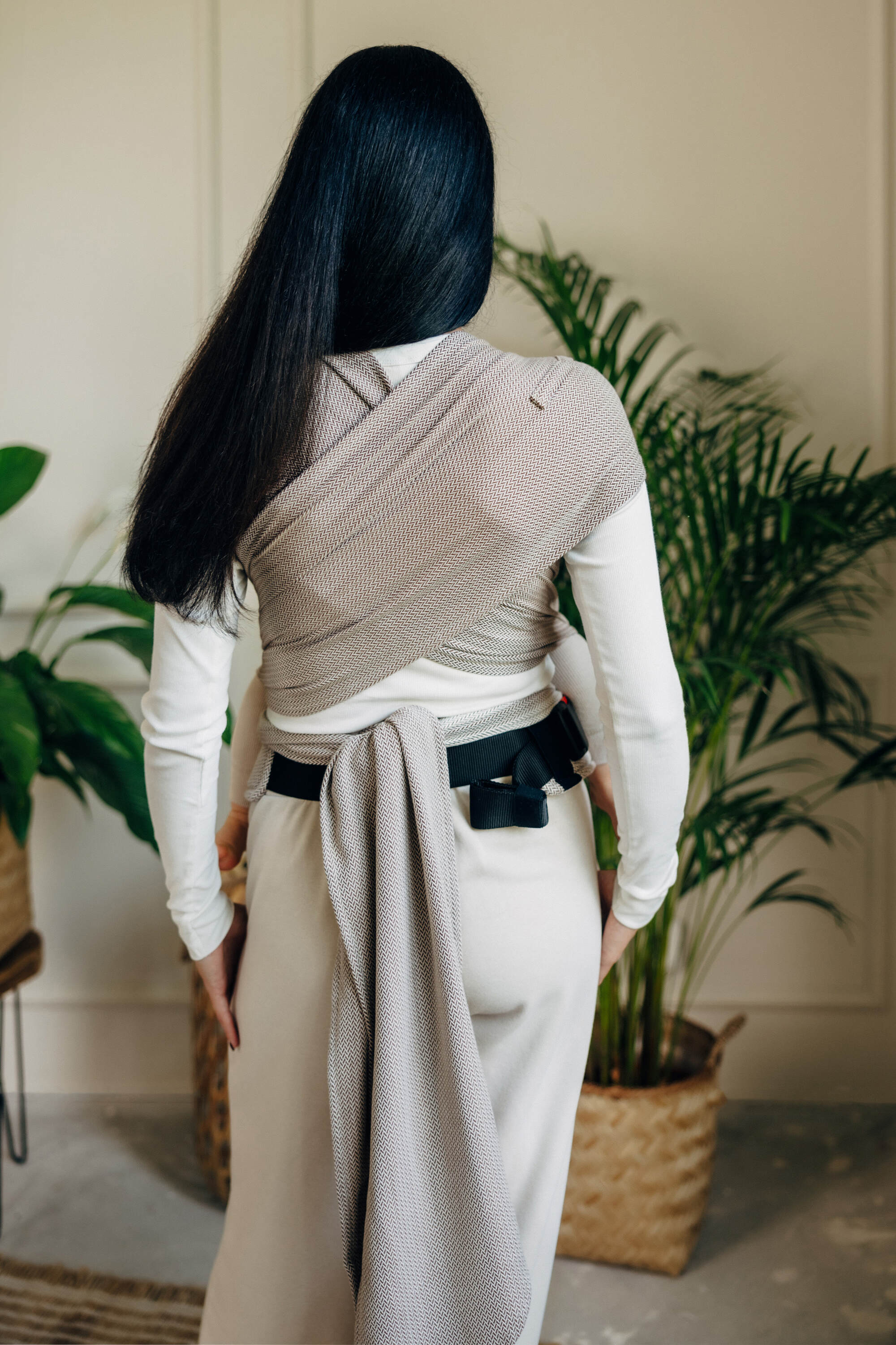 LennyHybrid félcsatos hordozó 100% pamut | LITTLE HERRINGBONE ALMOND