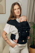 LennyHybrid félcsatos hordozó 100% pamut | LITTLE HERRINGBONE EBONY BLACK