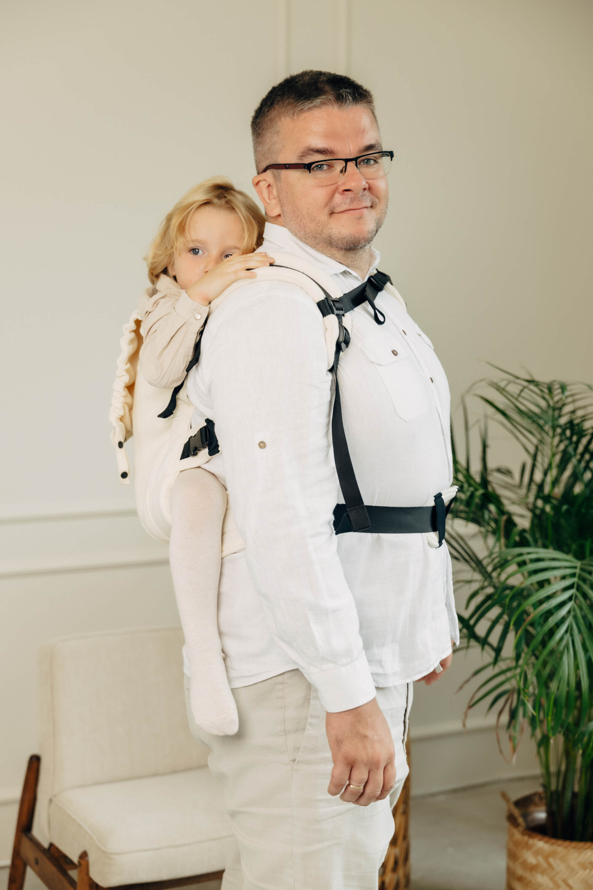LennyPreschool csatos hordozó 100% pamut | LITTLE HERRINGBONE LUCE